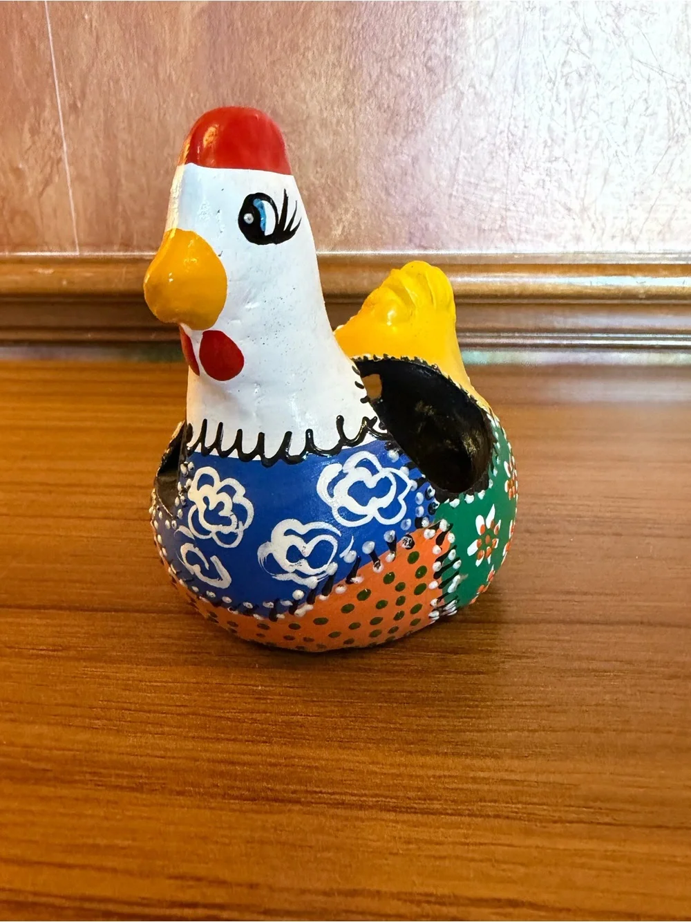 Vintage Mexican Talavera Ceramic Chicken Sponge Holder Napkin Caddy Planter 4.5